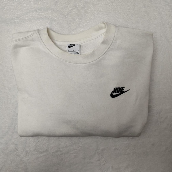 Nike Other - Nike Sweatshirt Mens Medium White Club Fleece Crewneck Pullover Swoosh Logo